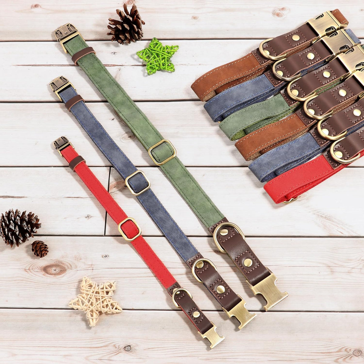 Didog Soft PU Leather Dog Collar for Large Dogs,Classic Adjustable Dog Collars with Quick Release