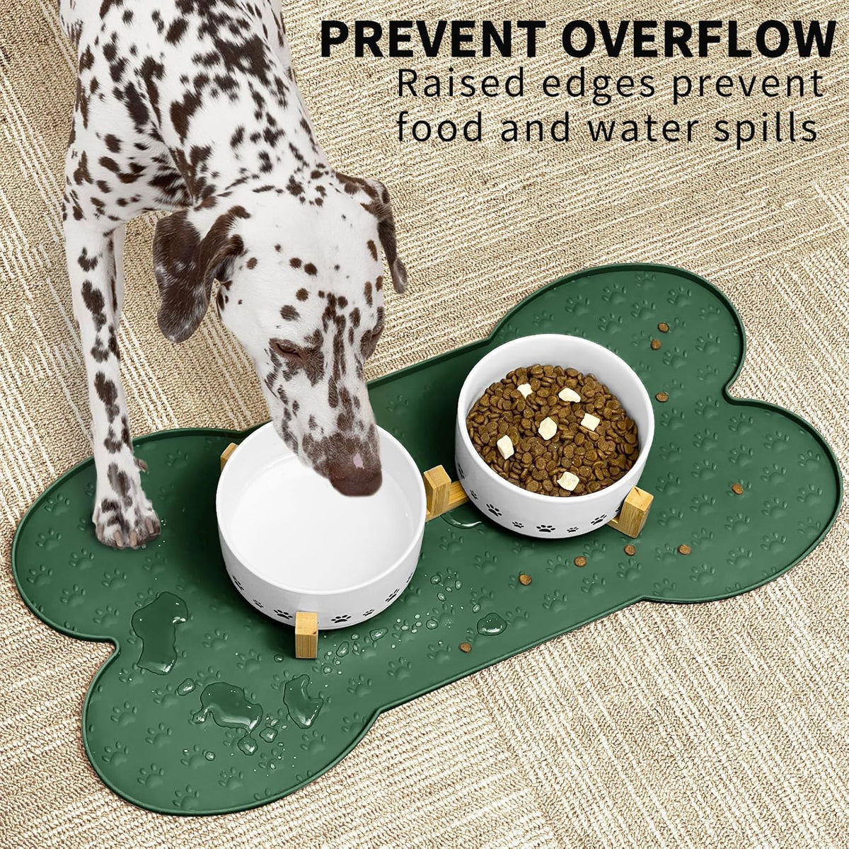 Dog Food Mat Anti-Slip Silicone Dog Bowl Mat Thicker Pet Placemat Waterproof Cat Feeder Pad with