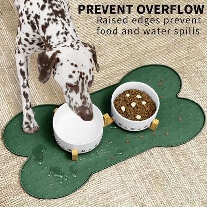 Dog Food Mat Anti-Slip Silicone Dog Bowl Mat Thicker Pet Placemat Waterproof Cat Feeder Pad with