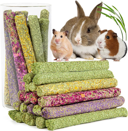 Sofier Timothy Hay Sticks - 44Pcs Natural Chews for Teeth - Handmade Rabbit & Guinea Pig Toys