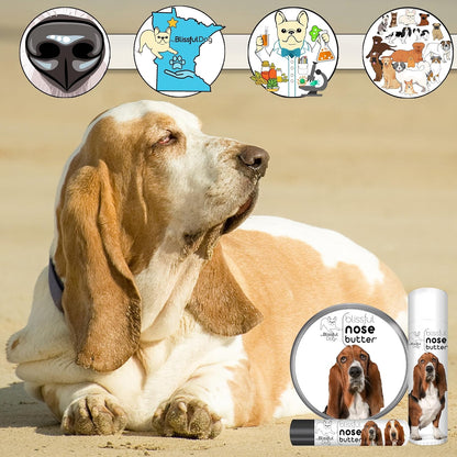 The Blissful Dog Basset Hound Nose Butter for Dry, Cracked Skin, Lick-Safe Dog Nose Balm with