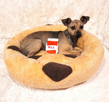 TONBO Soft Plush Small Cute and Cozy Food Dog Cat Bed, Washer and Dryer Friendly (Chocolate Chip