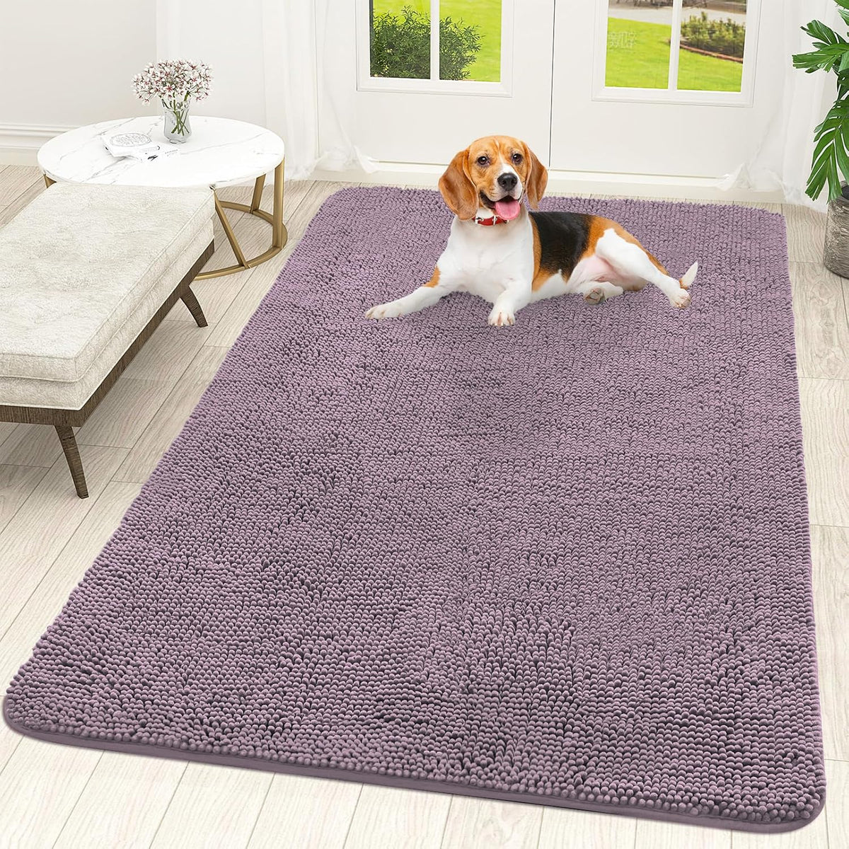 OLANLY Dog Door Mat for Muddy Paws 59x35, Absorbs Moisture and Dirt, Absorbent Non-Slip Washable