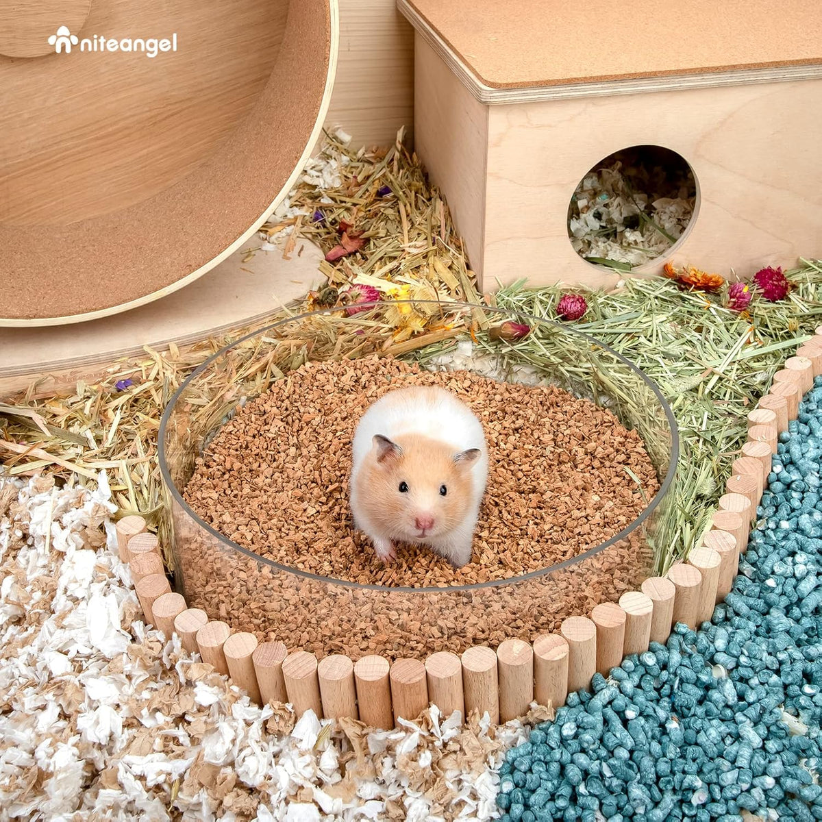 Niteangel Natural Coco/Cork Hamster Bedding Pet Litter for Dwarf Syrian Hamsters, Gerbils, mices