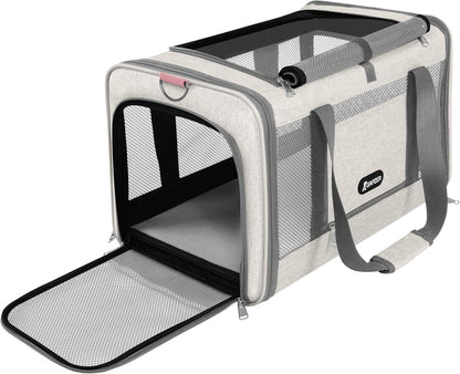 Cat Carrier American Airline Approved 18x11x11, Top Opening Sturdy Soft Pet Carrying Bag See