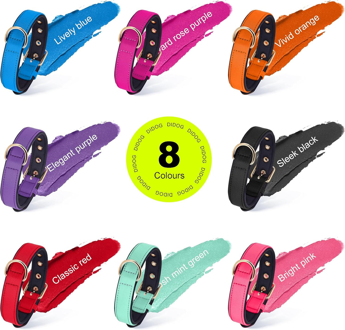 Didog Soft Padded Dog Collars for Small Dogs, Lightweight and Breathable Purple Dog Collar with