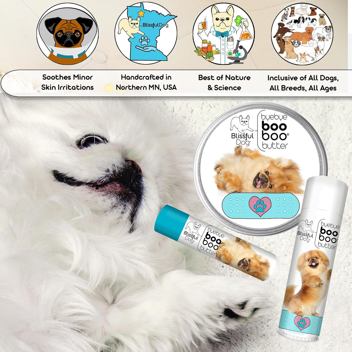 The Blissful Dog 8 oz TIN Pekingese Booboo Butter