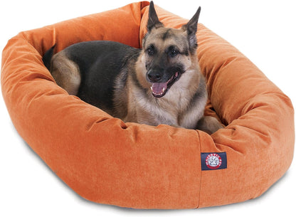 Majestic Pet 52 Inch Micro Velvet Calming Dog Bed Washable 52x35x11 (inch) – Cozy Soft Round Donut
