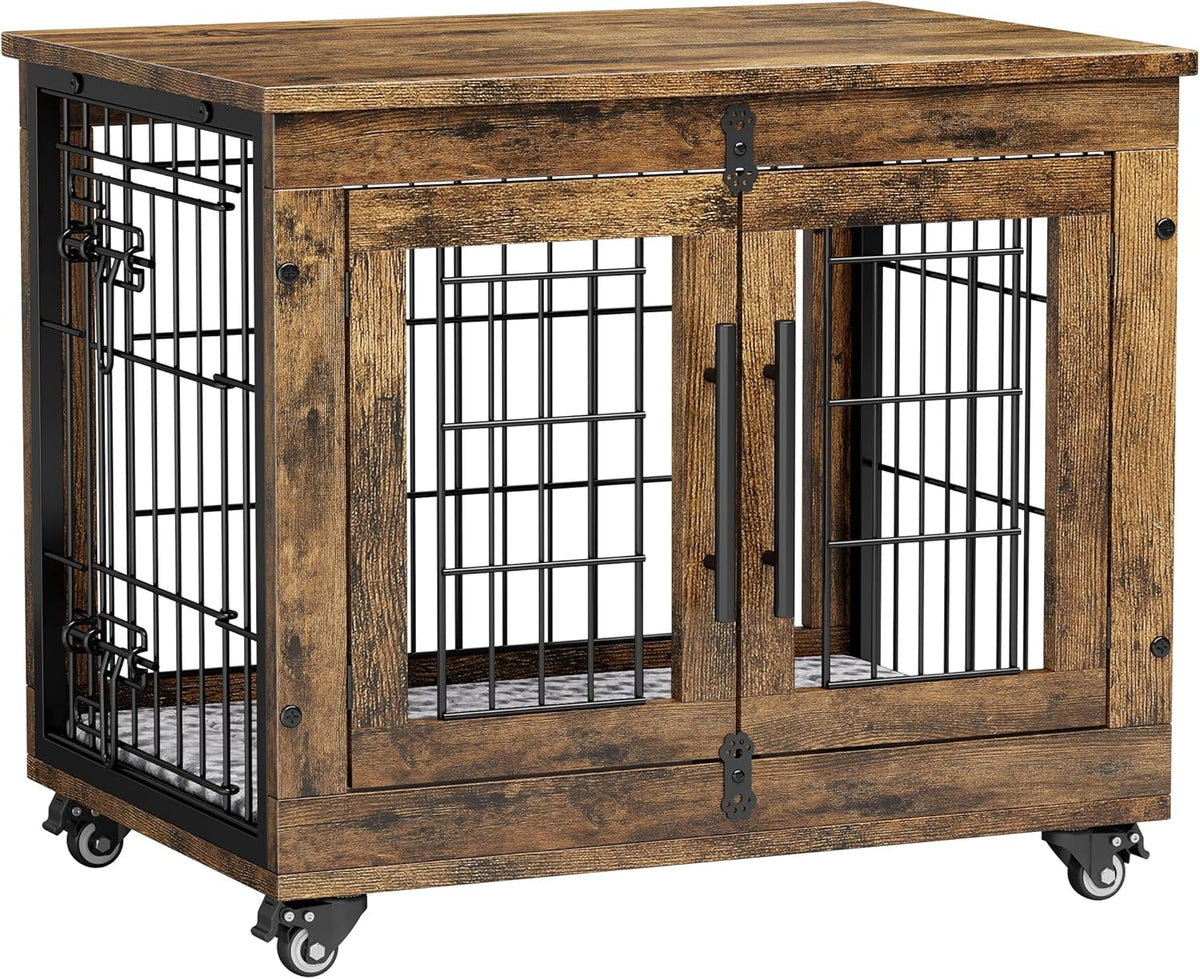 Lulive Small Dog Crate Furniture, Dog Kennel Indoor Double Doors Wooden Dog Cage, 27.1'' Heavy Duty