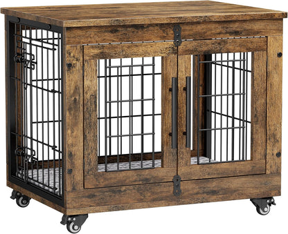 Lulive Small Dog Crate Furniture, Dog Kennel Indoor Double Doors Wooden Dog Cage, 27.1'' Heavy Duty