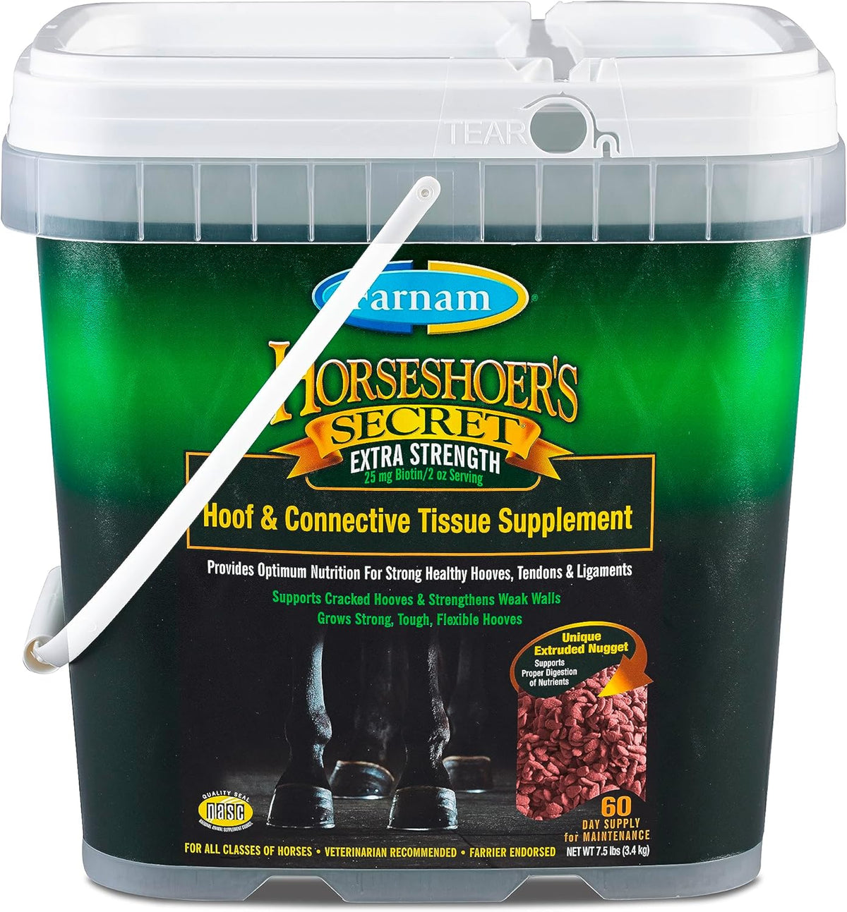 Farnam Horseshoer's Secret Extra Strength Hoof Supplements & Connective Tissue Supplement, Promotes