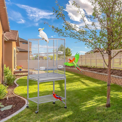 ZENY 53-Inch Bird Flight Cage, Wrought Iron Standing Large with Rolling Stand for Cockatiels Pet
