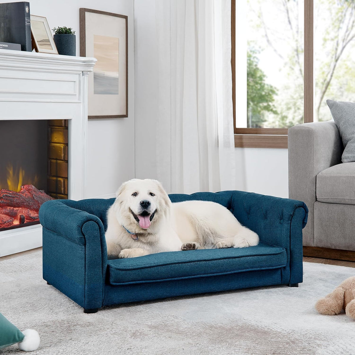 Dog Sofa Couch for Medium to Large Dogs, 31" Memory Foam Dog Couch with Washable Fabric, Removable