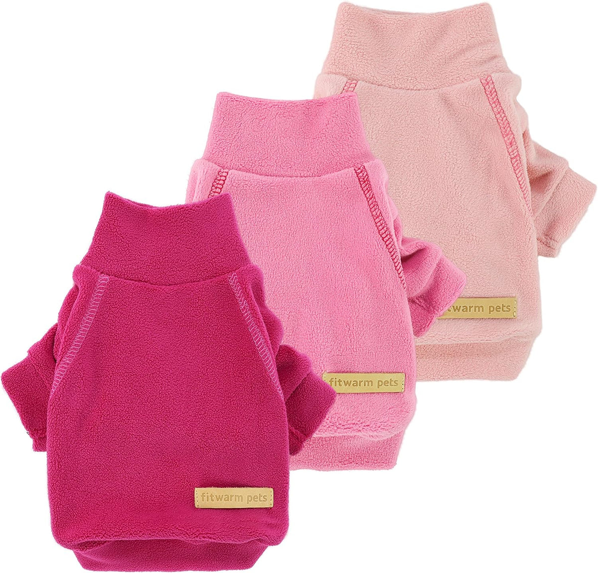 Fitwarm Classic Fleece Dog Sweater, Turtleneck Dog Sweatshirt, Cat Apparel, Pink, Rose, Baby Pink