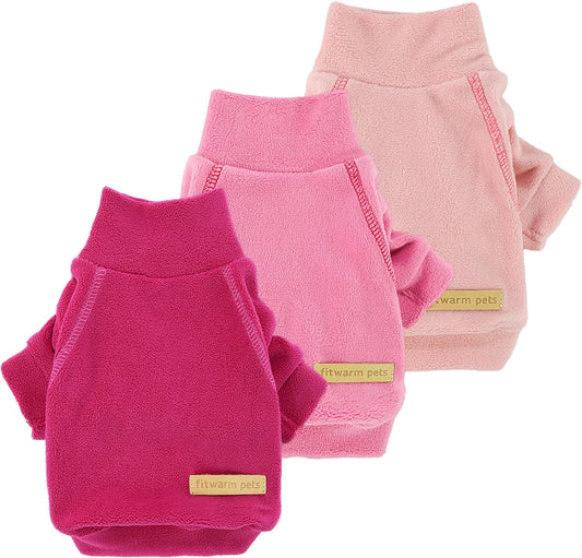 Fitwarm Classic Fleece Dog Sweater, Turtleneck Dog Sweatshirt, Cat Apparel, Pink, Rose, Baby Pink