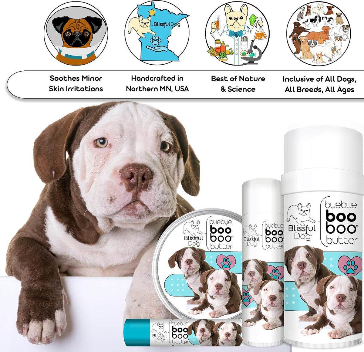 The Blissful Dog 1 oz TIN American Bulldog Booboo Butter