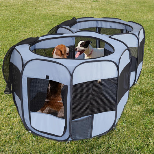 2-in-1 XLarge Pop Up Dog Playpen, Cat Puppy Pet Playpen, Indoor Outdoor Cats Enclosed, Cat Tent