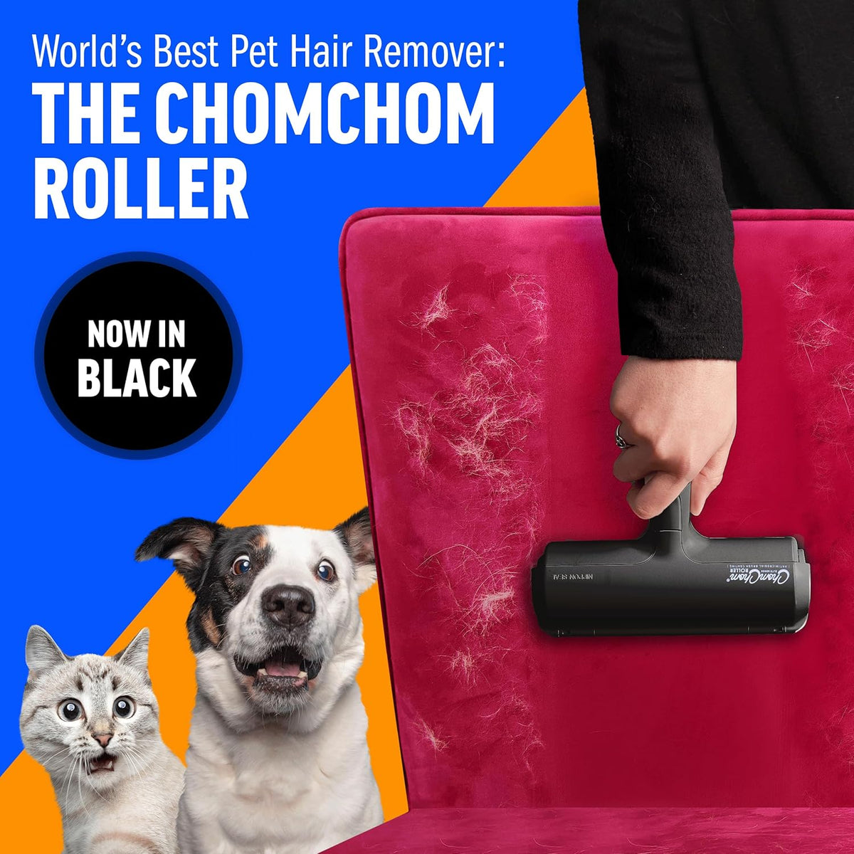ChomChom Roller Pet Hair Remover and Reusable Lint Roller - Cat and Dog Hair Remover for Furniture