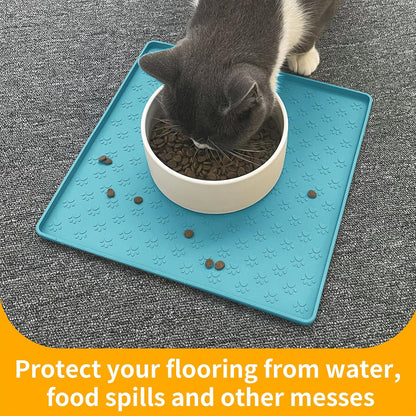 Ptlom Dog Food Mat Anti-Slip Bowl Mats for Food and Water, Waterproof Silicone Pet Placemat with
