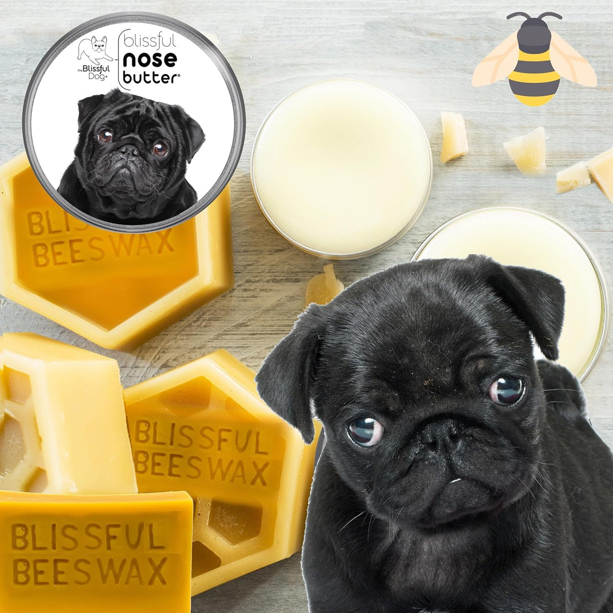 The Blissful Dog Black Pug Nose Butter, Versatile Dog Nose Balm for Dry Nose, Handcrafted Nose
