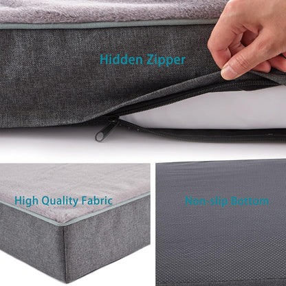 Orthopedic Memory Foam Dog Bed, Cooling Dog Beds Waterproof Pet Bed for Crate with Removable