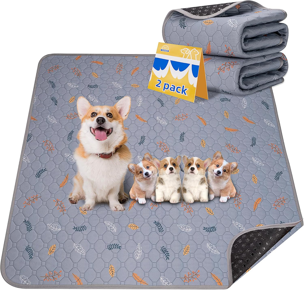 Sunheir 2-Pack Extra Large Reusable Dog Mat for Floor, Dog Playpen, Non-Slip Waterproof, Super