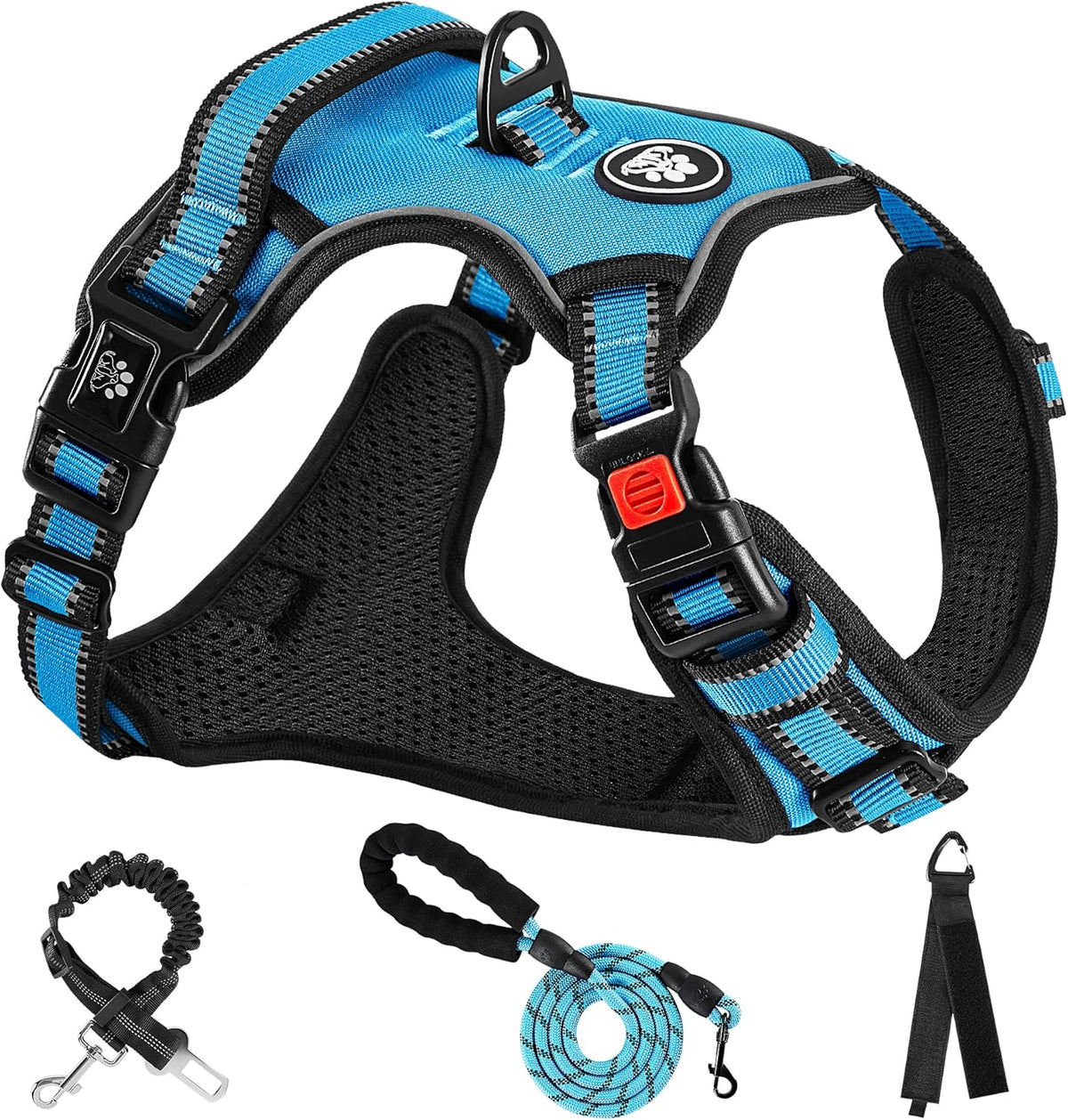 NESTROAD No Pull Dog Harness,Adjustable Oxford Dog Vest Harness with Leash,Reflective No-Choke Pet