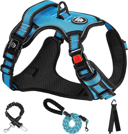 NESTROAD No Pull Dog Harness,Adjustable Oxford Dog Vest Harness with Leash,Reflective No-Choke Pet