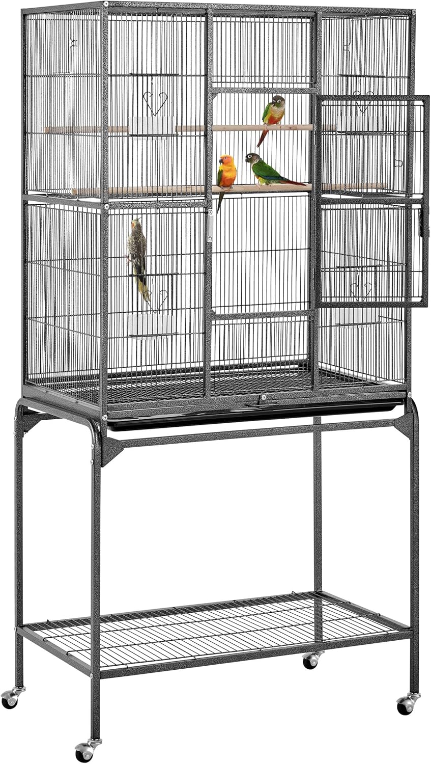Yaheetech 63-Inch Wrought Iron Rolling Large Bird Cage for African Grey Small Quaker Amazon Parrots