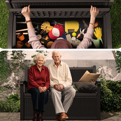 80 Gallon Storage Bench Waterproof and Lockable,Deck Box Outdoor Storage Furniture for