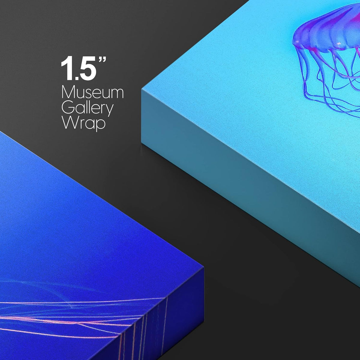wall26 Canvas Print Wall Art Vibrant Neon Blue Pink Jellyfish Deep Sea Nature Animals Photography