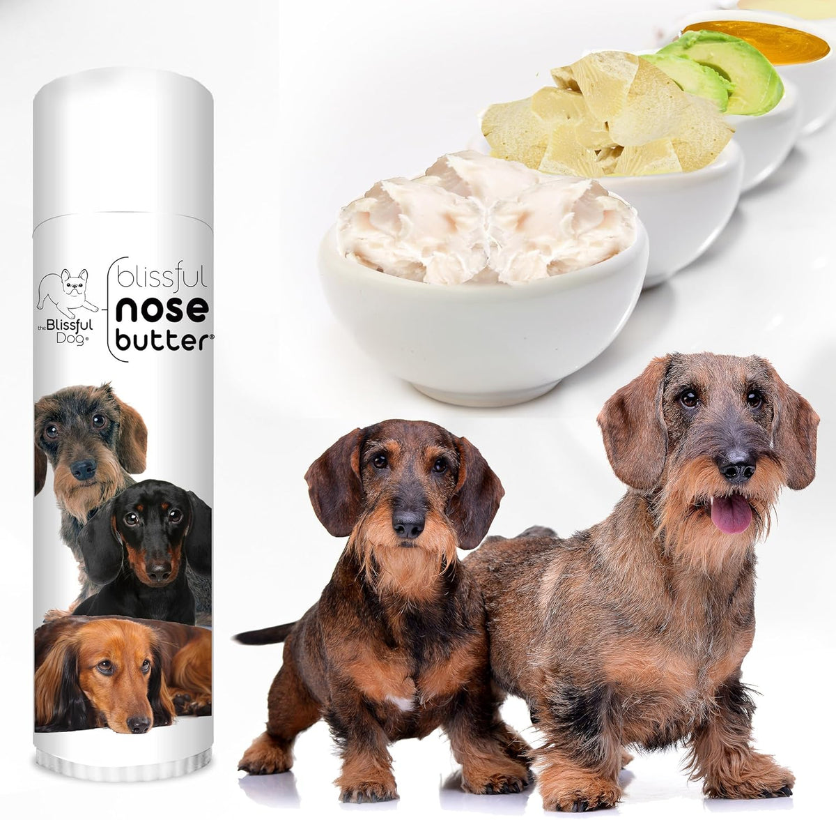 The Blissful Dog Daschund Nose Butter for Dry, Cracked Skin, Lick-Safe Dog Nose Balm with