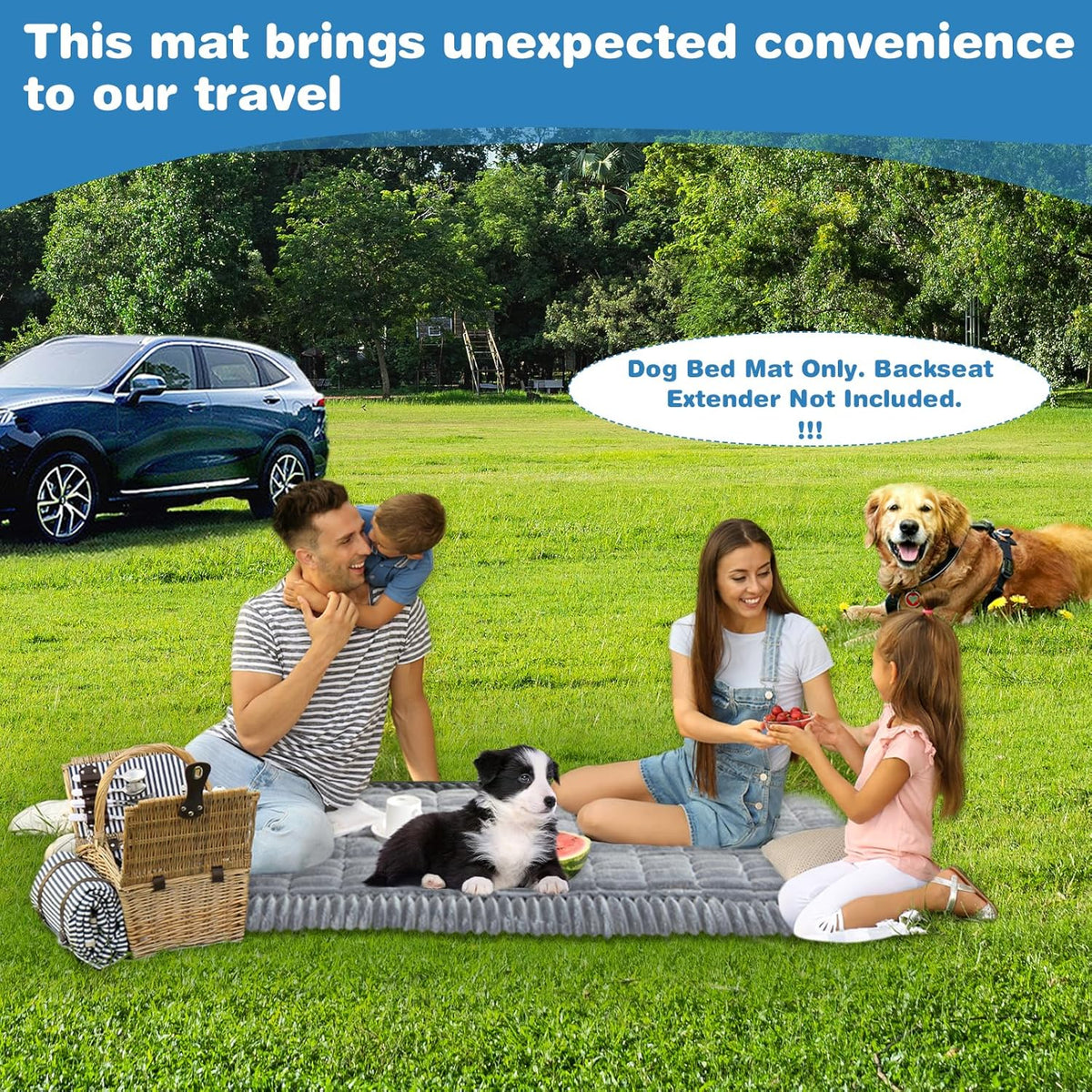 VClife Dog Car Seat Cover for Backseat Extender, Anti Slip Dog Bed Mat Travel Blanket, Pet Friendly