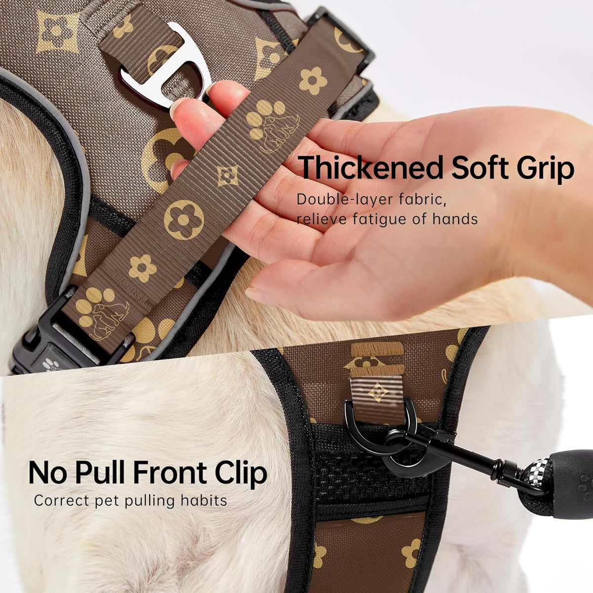 NESTROAD No Pull Dog Harness,Adjustable Oxford Dog Vest Harness with Leash,Reflective No-Choke Pet