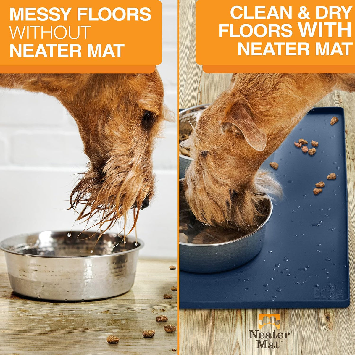 Neater Pet Brands Neater Mat Pet Mats for Food and Water, Cat & Dog Bowl Mat Waterproof Silicone