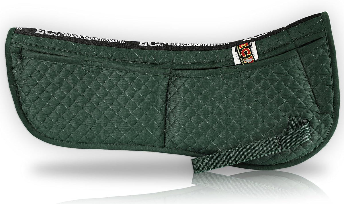 ECP Equine Comfort Products Adjustable Shock Absorbing Memory Foam Half Saddle Pad, Injury