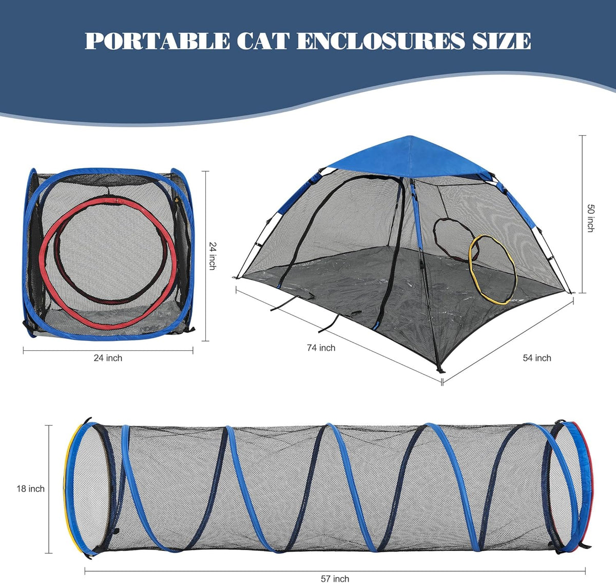 Outdoor Cat Enclosure -Portable Pet Playpen for Outside with Cat Tunnel, Cube Combo,Pet Cage for