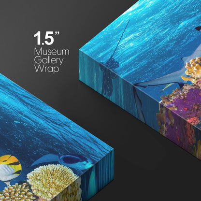 wall26 Canvas Print Wall Art Tropical Island Underwater Turtle Shark Nature Animals Photography