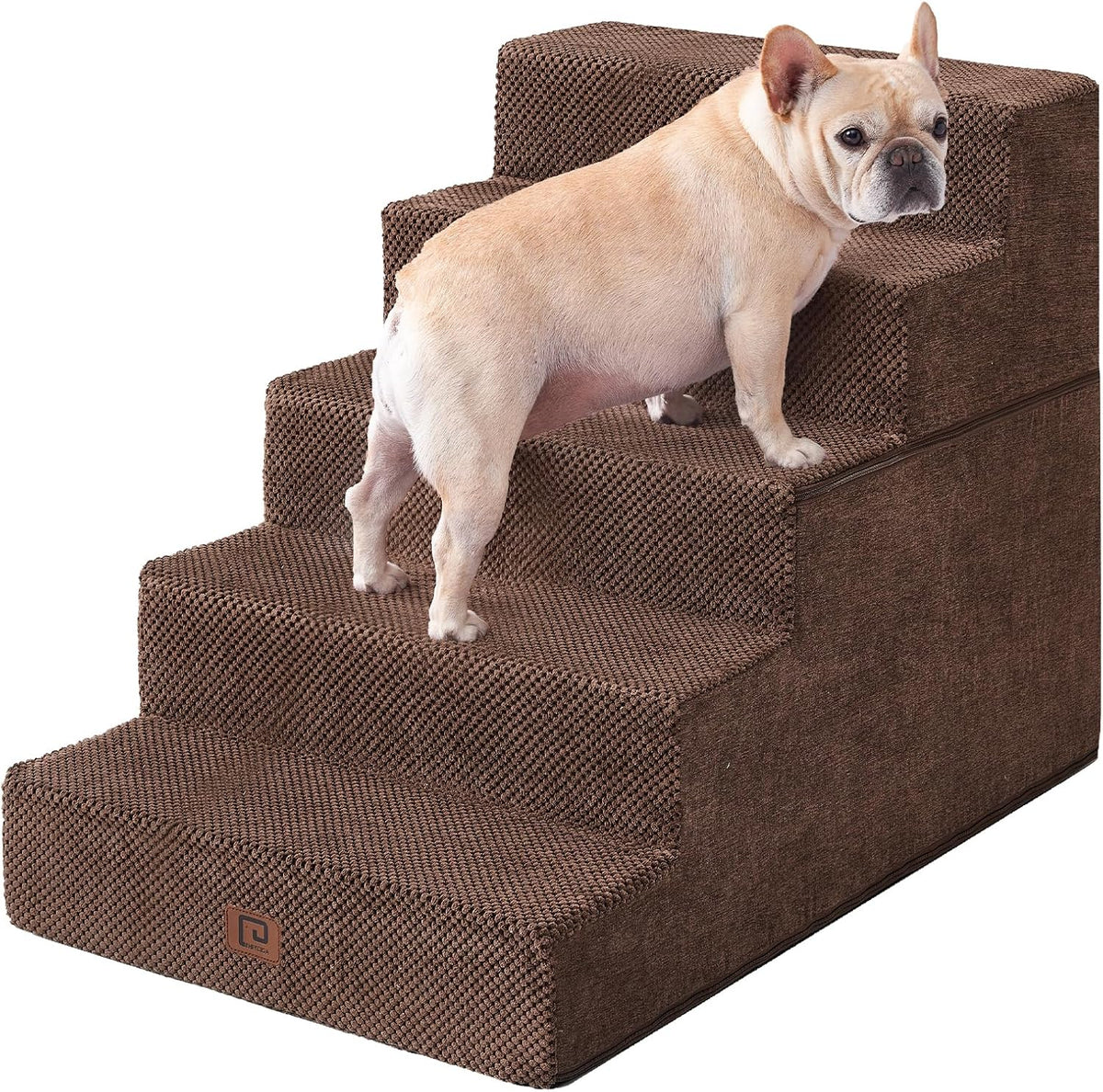 EHEYCIGA Dog Stairs for High Bed 25" H, 5-Step Extra Wide Dog Steps for Bed, Pet Steps for Small