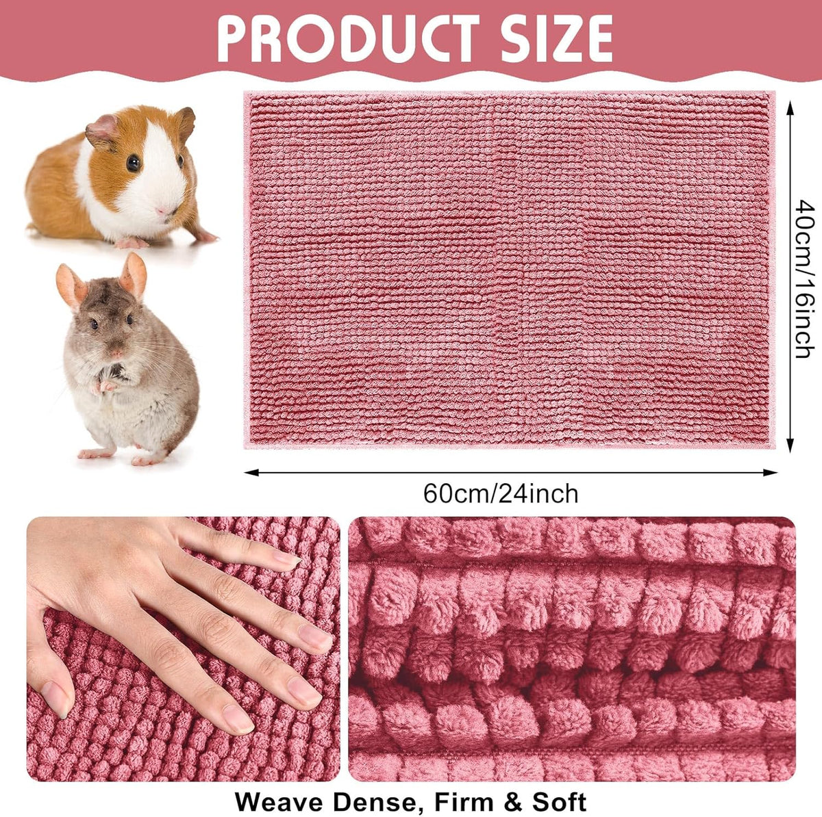 Amylove 4 Pcs Guinea Pig Cage Liner Guinea Pig Bedding Washable Fleece Pee Pads Reusable Small
