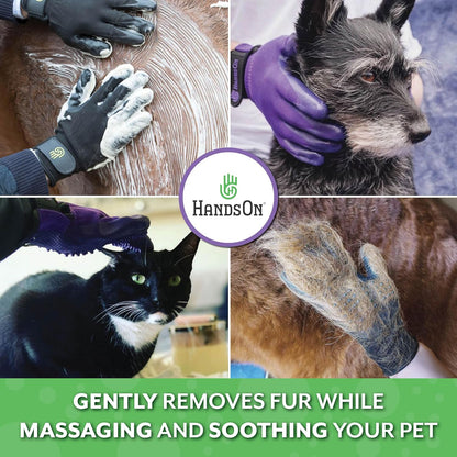 H HANDSON Pet Grooming Gloves - Patented #1 Ranked, Award Winning Shedding, Bathing, & Hair Remover