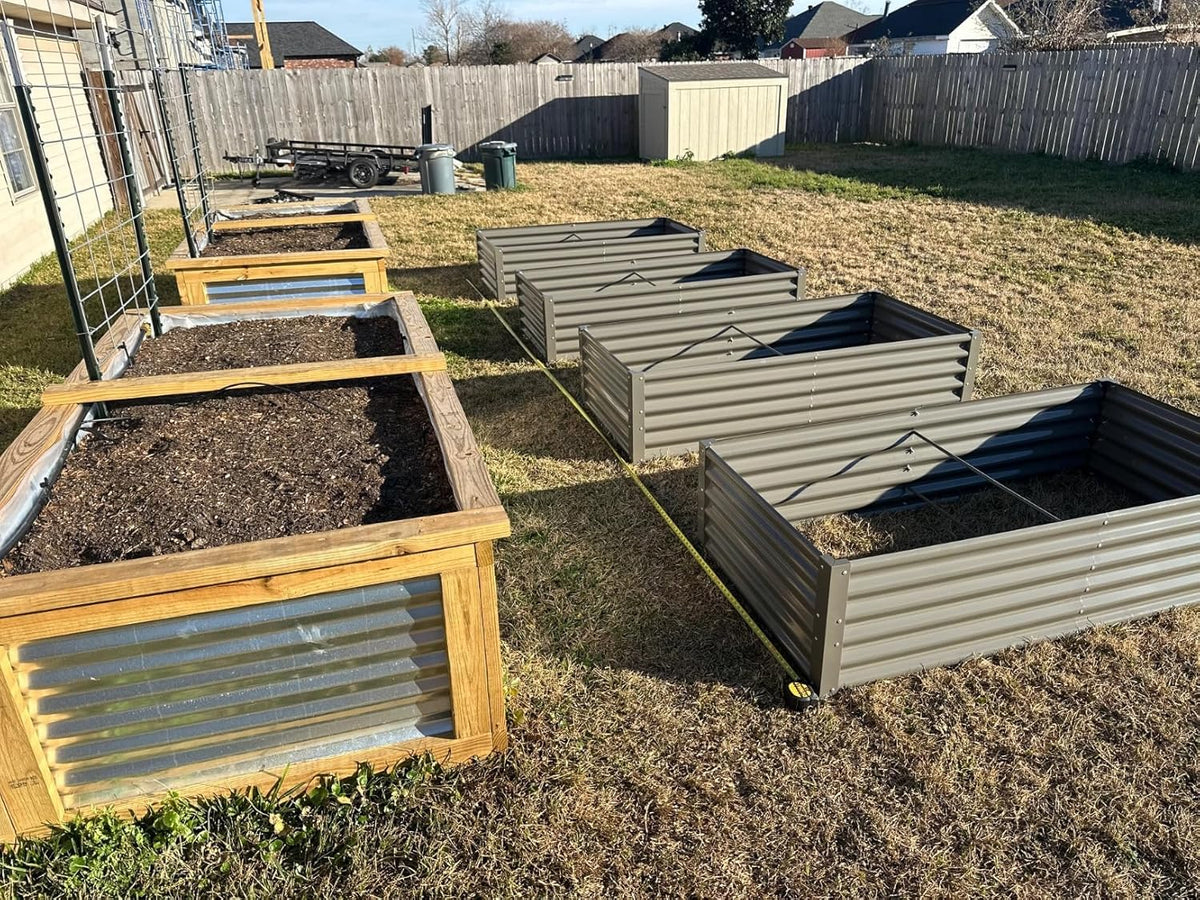 A ANLEOLIFE 6X3X1.5 ft Galvanized Raised Garden Beds Outdoor, Rectangular Metal Planter Box for