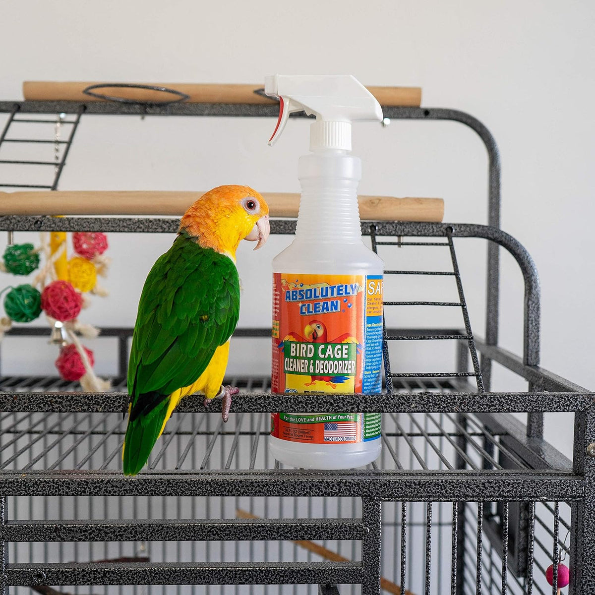 Absolutely Clean Amazing Bird Cage Cleaner and Deodorizer - Just Spray/Wipe - Safely & Easily