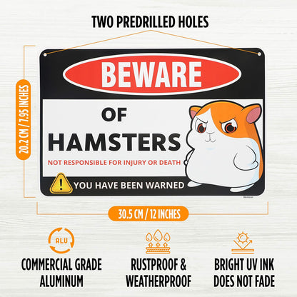 Venicor Hamster Sign Decor - 8 x 12 Inches - Aluminum - Hamster Cage Accessories - Hamster Gifts