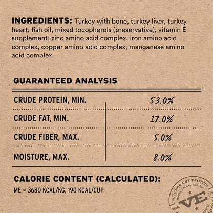Vital Essentials Freeze-Dried Raw Turkey Meal or Mixer Dog Food Crunchy Mini Nibs, 14 oz
