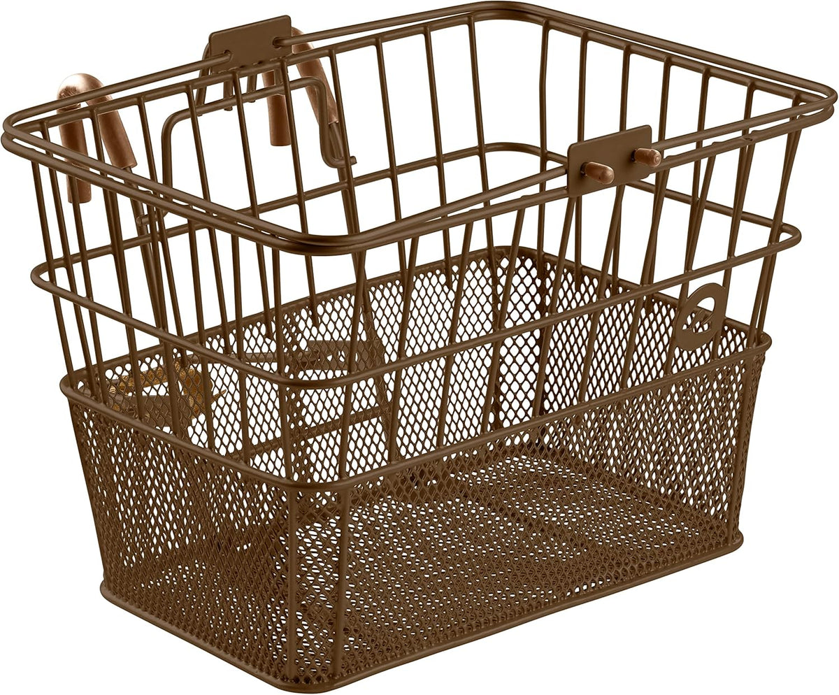 Retrospec Apollo Detachable Front Bike Basket Steel Half-Mesh with Integrated Detachable Hooks and