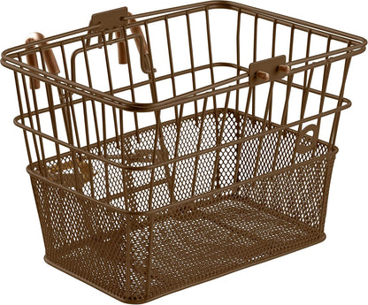 Retrospec Apollo Detachable Front Bike Basket Steel Half-Mesh with Integrated Detachable Hooks and