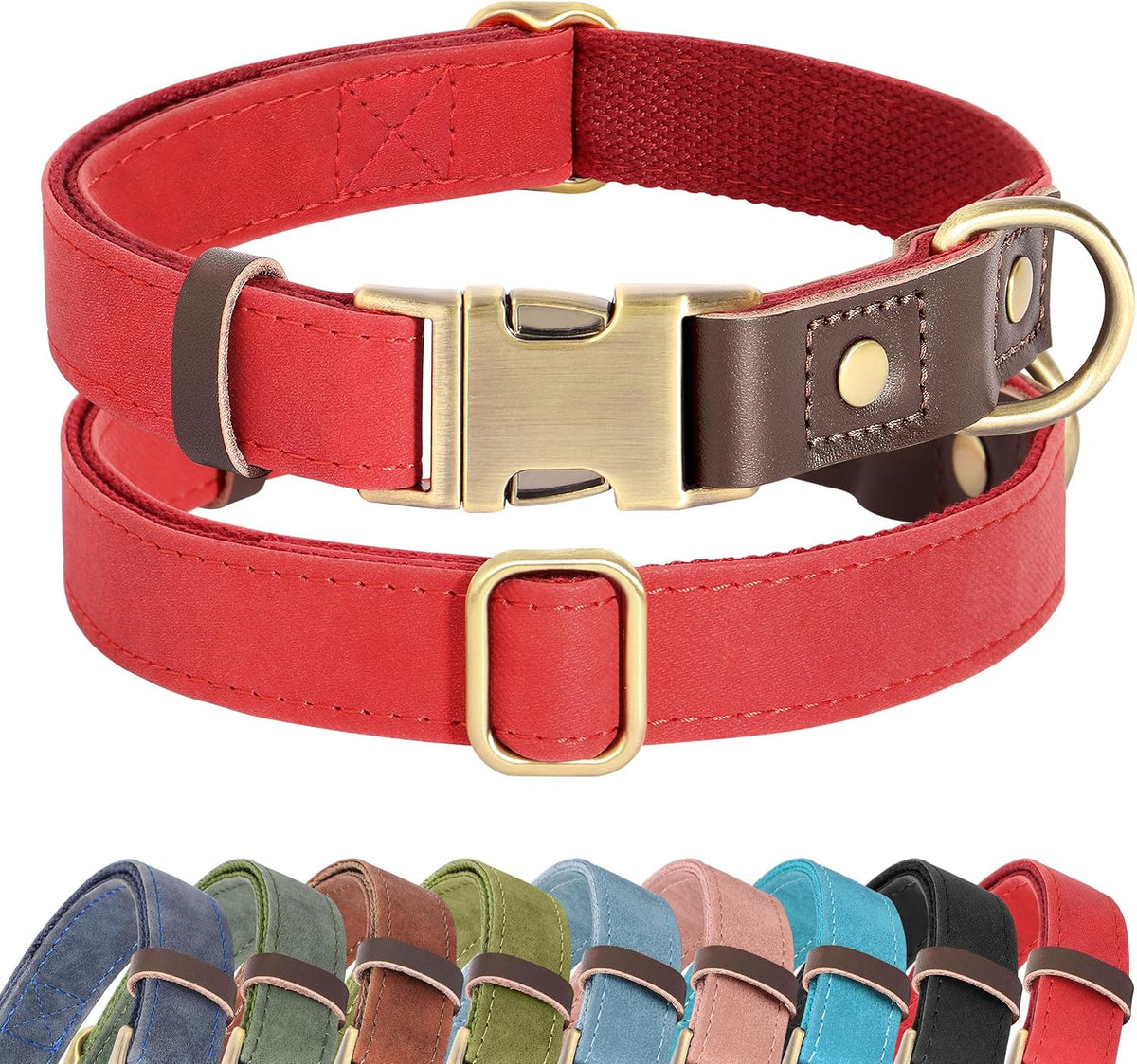 Didog Soft PU Leather Dog Collar for Large Dogs,Classic Adjustable Dog Collars with Quick Release