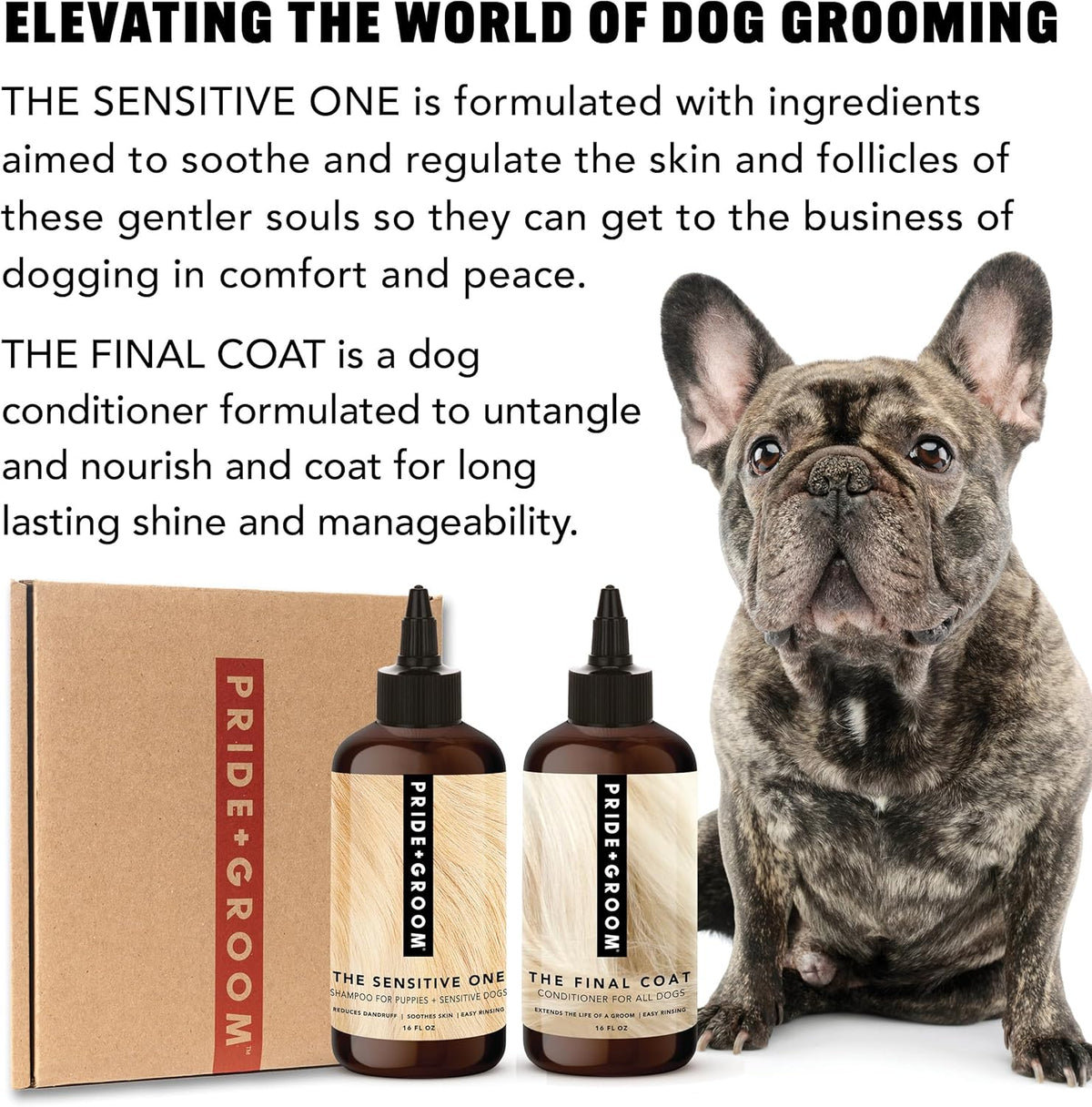 Pride and Groom The Sensitive One Box Set – Dog Shampoo & Conditioner with All Natural Blend of
