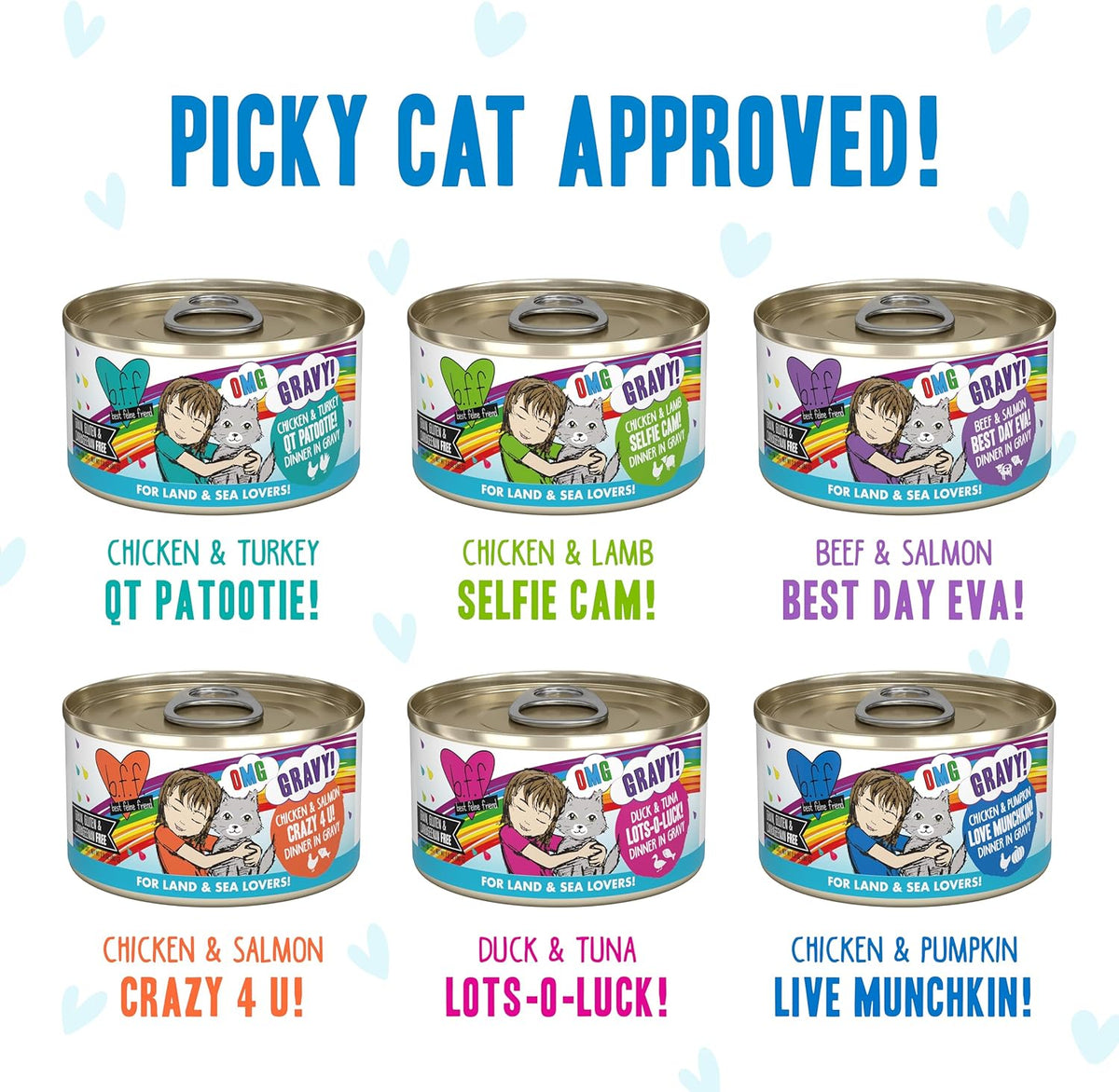 Weruva B.F.F. OMG - Best Feline Friend Oh My Gravy!, Variety Pack, Rainbow Road, Wet Cat Food by